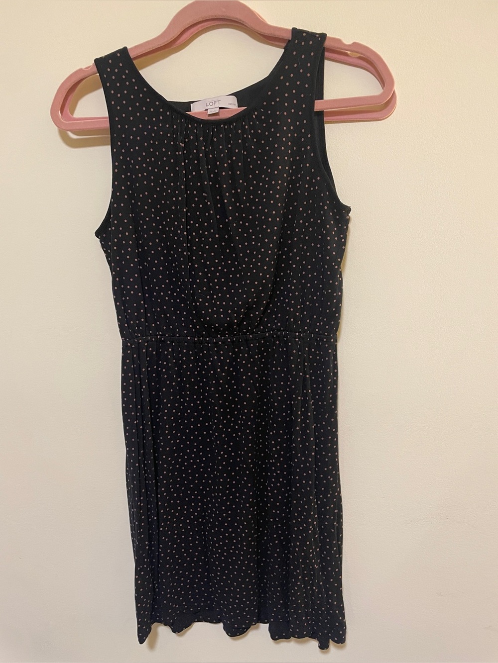 LOFT wonens Black Polka Dot Sleeveless Dress